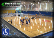 Court Edge reducer ramps surrounding a basketball court to make it ADA compliant
