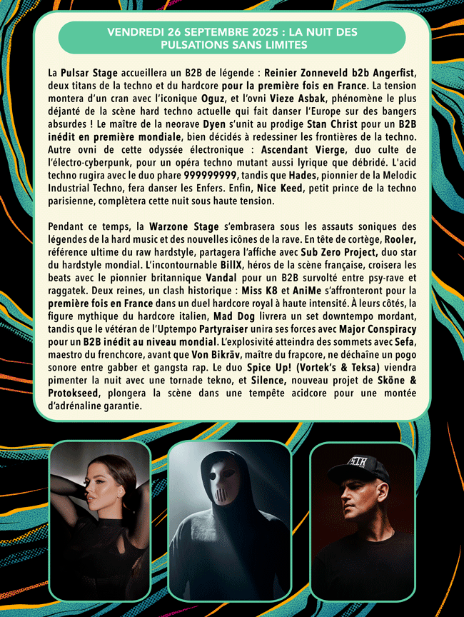 Vendredi 26 septembre 2025 : la nuit des pulsations sans limites